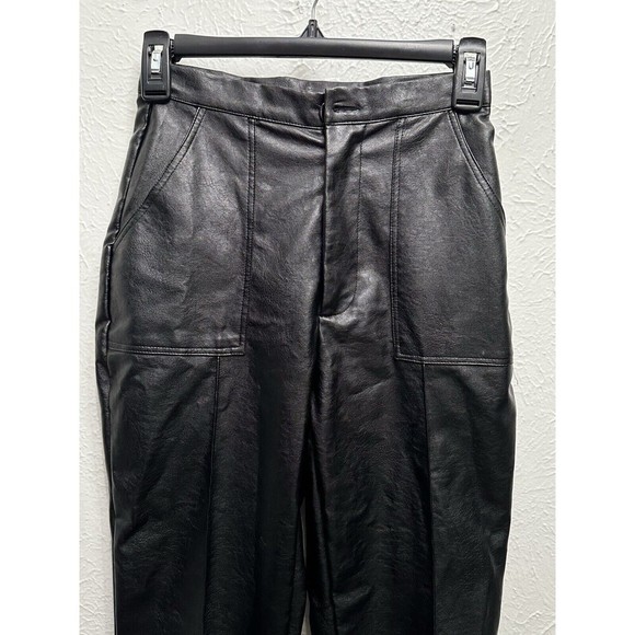 Princess Polly High Waist Faux Leather Straight Pants Women Black Size 0 - Picture 2 of 4